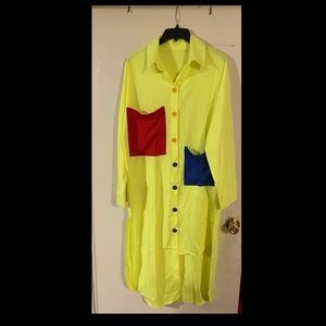 Spring Button Up Multi Colored Dress